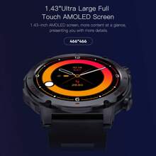 1pc Silicone Strap Smart Watch For Women, 1.43" AMOLED HD Screen, Sports Activity Tracker, Calculator, Alarm, Music Player, Remote Camera, Message Notification, Bluetooth Compatible With Android & IOS, Suitable For School, Exercise, Gift-Giving And More Occasions