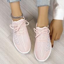 احذية رياضية جديدة صيفية للنساء، من الشبك، كاجوال، أنيقة، خفيفة الوزن، مانعة للانزلاق، حذاء رياضي للزوجين - وردي - مشاهدة 2
