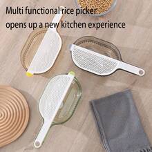 1pc Multi-Function Kitchen Rice Washing Basket, Vegetable Fruit Draining Basket, Household Rice Washing Sieve With Cover - Multicolor - View 1