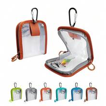 1pc Wooden Shrimp & Squid Shaped Fishing Lure Storage Case, Light Blue PVC Fishing Accessory Box - Baby Blue - View 2