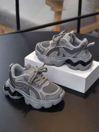 1 Pair Fashion Versatile Breathable Thick-Sole Sneakers, Comfortable, Lightweight, Shock-Absorbing, Non-Slip Baby Casual Shoes Suitable For Running, Walking, Hiking, Spring & Autumn