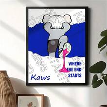 1 PC KAWS Wall Decor Painting - Wall Art Painting Home Decor Gift, Poster Wall Art Home Decor - Room Decor Canvas Painting Living Room, Dining Room, Kitchen, Great For Room Decoration Gift For Friends Frameless - Royal Blue - View 2