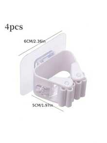 4pcs,Mop Storage Rack, Bathroom Free Punch Mop Clamp Hook Holder, Hanging Mop Storage Rack With Latch, Seamless Wall Hanging Mop Clamp, Plastic Broom Storage Holder, Bedroom, Garden, Bathroom, Home, Dormitory Home Space Saving Storage