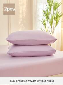 Set de 2 fundas de almohada de microfibra premium cepillada en color púrpura claro, funda de almohada suave y transpirable sin relleno, lujosa, ultra suave y transpirable, lavable a máquina, buen regalo para amigos y viajes. Fundas de almohada refrescantes con cierre de sobre, funda de almohada de lujo, protector de almohada de hotel ultra suave, se ajusta a la medida estándar de cama Queen, King y Twin en dormitorio escolar y ropa de cama.