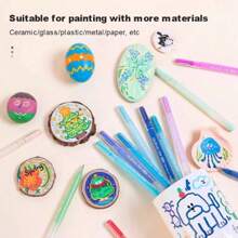 6 Colors Languo Feutre Acrylique Paint Markers Pens Stationery Acrylic Gel Pen 1.0mm For Rock Ceramic Glass Wood Drawing Writing Art School Supplies