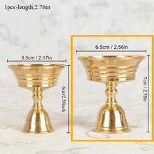 Portavelas de cobre, soporte para lámpara de mantequilla, candelabro largo, coloque vela en copa de cobre para el hogar - Amarillo - Ver 2