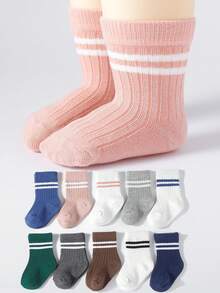 5 Pairs Kids Minimalist Style Mid-Calf Socks, Spring/Summer - Multicolor - View 1
