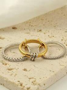 Fashionable Luxury Multi-Band Cubic Zirconia Ring, Suitable For Everyday Wear - Multicolor - View 5