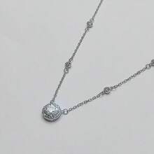 KAHOOT Classic Necklace, 925 Sterling Silver 1 Carat Moissanite Starry Necklace, Suitable For Men And Women, New Year's Gift, New Year's Day Gift, Valentine's Day Gift, Suitable For Party Photos, Gift Box And GRA Certificate - Silver - View 5