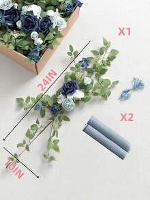 3pcs/Set Wedding Chair Decorations Aisle Pew Artificial Flowers With 2Pcs 98.4in Hanging Chiffon Fabric Cream For Ceremony Reception Floral Faux Backdrop Rose Arrangement Party Outdoor Decor, Wedding Stairway Flowers Decoration For Wedding Decoration, Valentine's Day Decor, Birthday Decor, Anniversary Decor, Holiday Decor, Graduation Decoration, Party Decor Spring Decorations - 藍色 - 查看 2