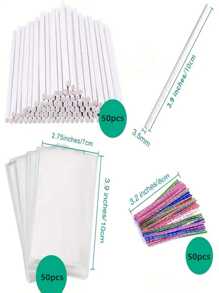 150 peças kit de cake pop, incluindo 50ct de palitos de cake pop de 6 polegadas, 50ct de sacos de presente de doces transparentes, 50ct de laços para cake pop, pirulito, doce duro, chupeta, suporte de bolo de chocolate, decorações de bolo, suporte de cupcake, decoração de bolo, suporte de bolo, decoração de casamento, acessórios de casamento, suporte de bolo de casamento