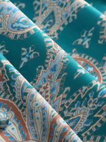 Sukienka damska z krótkim rękawem, modna, z dekoltem w serek, w stylu boho, z nadrukiem na dole i ozdobnymi guzikami, na wiosnę i lato, do noszenia na wycieczce, krótka sukienka