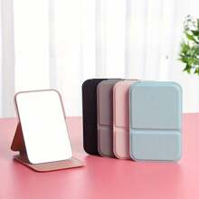 1pc Portable Compact Makeup Mirror, Solid Color, Minimalist, Foldable, Cute Pocket Size