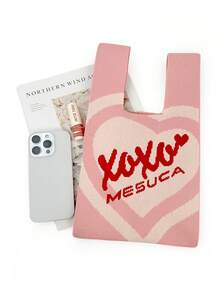 Romantic XOXO Handbag, Heart Pattern Tote Bag, Crossbody Bag, Suitable For Everyday Use, Suitable As A Gift - Pink - View 5