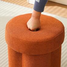 1pc Minimalist Round Soft Stool, Bedroom/Living Room Makeup Bench, Solid Color Soft Shoe Changing Bench - Multicolor - View 6