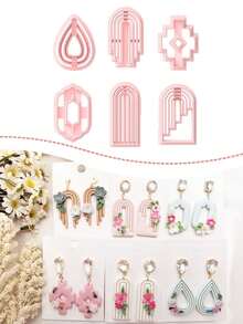 Unique Asymmetrical Texture Design Polymer Clay Cutters, 3D High-Precision Polymer Clay Molds For DIY Earrings Jewelry Making, Polymer Clay Earring Craft Tools, Art Supplies, Craft Supplies, No Power Supply Needed