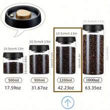Contenitori per la conservazione, contenitori in vetro a tenuta d'aria con coperchio ermetico per la conservazione a prova di umidità di chicchi di caffè, polvere di caffè, tè sfuso, noci e cereali, organizer e conservazione da cucina, utensili da cucina
