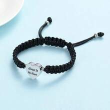 Pulseira de urna para cinzas, joias de cremação, corda trançada, pulseira ajustável, pulseiras memoriais de aço inoxidável, suporte para cinzas, joias de lembrança - sempre em meu coração - Coração sempre - Ver 4