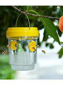 1 pezzo Trappola per insetti da esterno in plastica trasparente, trappola per mosche della frutta, trappola per cattura di insetti con coperchio - Senza alimentazione elettrica, Cattura efficacemente mosche della frutta, vespe e afidi, Design trasparente per un facile monitoraggio, Trappola per catturare gli insetti