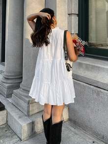 Damen elegantes, lässiges, tägliches, süßes Schichten-Kleid ohne Ärmel