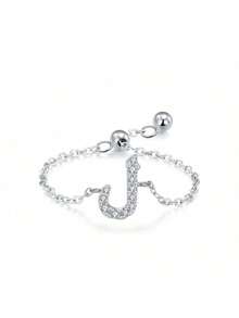 1 Stück 925 Sterling Silber eleganter & einfacher arabischer Buchstaben Ketten-Verstellbarer Ring als Geschenk für Frauen, Hochzeit, Geburtstag, Muttertag - Brief - Übersicht 23