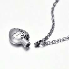 Heart Carving Flower Stainless Steel Cremation Urn Necklace Always In My Heart Memorial Keepsake Cremation Jewelry For Human Ashes Waterproof Jewelry