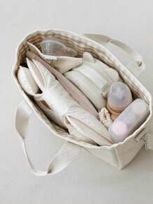 1 buc. Geantă de mămici personalizată cu șnur INS, geantă tote cu ursuleț brodat personalizată cu litere de capacitate mare, geantă de umăr ușoară și versatilă pentru mămici, geantă de mână multifuncțională de capacitate mare cu cârlig pentru cărucior, potrivită pentru uz zilnic, cadou pentru familie și prieteni, potrivită pentru Ziua Mamei, Crăciun, Festivalul Primăverii, ziua de naștere