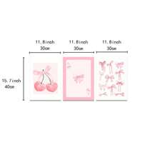 3 pièces Tableau mural aquarelle nœud rose image féminine imprimés sur canevas peintures style preppy décoration pour chambre, salon ou bureau appartement étudiant sans cadre