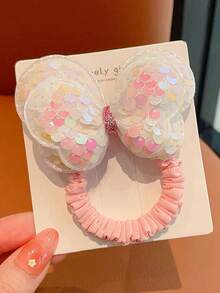 3 件随机颜色亮片蝴蝶结发圈，不伤发的女孩发带，婴儿渐变色弹性发饰 - 彩色 - 查看 7