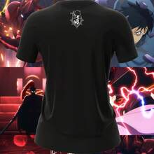 Playera Unisex con Estampado de anime Solo Leveling Ying Woo Igris  | Diseño Urbano y Comodo | Streetwear, Festivales y Uso Diario | Algodón Peinado y Corte Holgado  | Ideal para Outfits Casuales, Fiestas o Regalos | Hombre y mujer - Negro - Ver 5