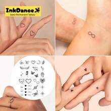 1 Kit "Tiny Designs" Revolutionary Technology Tattoos, Semi-Permanent Tattoos, Temporary Tattoos, Long Lasting, Butterfly Wings Paw Sun Hearts Moon Tattoo, Fake Tattoos, Water-Resistant, Authentic Tattoo Look, Plant-Based X158