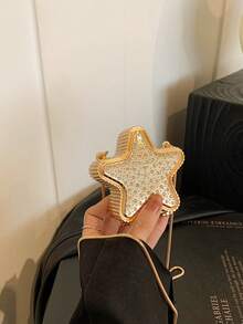 全新个性化五角星形单肩包、水钻装饰迷你亚克力斜挎包、小巧精致金属链钥匙零钱包、Y2K 风格特殊形状唇膏包（适合旅行和通勤使用）、女士晚装包 - 彩色 - 查看 8