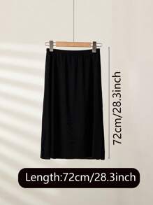 3 pièces/2 pièces/1 pièce Jupe mi-longue en tissu souple de longueur étendue 90 cm/80 cm/72 cm/60 cm de couleur unie. Coupe près du corps pour empêcher la transparence. Doublure haute élasticité à la taille. Convient pour le port quotidien et peut être associée à des robes de soirée pour des événements estivaux, scolaires.
