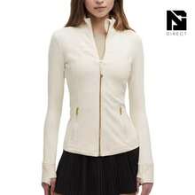 Lululemon Define Jacket Nulu Women's Lightweight, Full Zip Running Track Jacket-For Yoga Gym Running-Sweat-Wicking-Yoga-All Seasons Sport-Spring/Summer-Autumn/Winter-Mother's Day Gifts-Father's Day Gift - Light Ivory/Gold - 查看 1