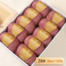 500g 精细 212 美利奴羊毛和羊驼毛线，手工编织 DIY 材料，适用于男女秋冬季毛衣、围巾、帽子和保暖服装。1 个大包装，10 个球/包 - 彩色 - 查看 25
