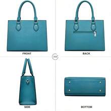 CHICAROUSAL Crossbody Purses And Handbags Women PU Leather Tote Top Handle Satchel Shoulder Bags - Blue Green - 查看 4