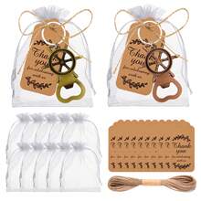 10pcs Nautical Design Bottle Opener Keychain, (Comes With Sand Bag, Rope And Thank You Card), Suitable For Birthday Party, Wedding, Dinner, Kitchen And Bar - Multicolor - View 8