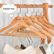 1pc Customized Laser-Engraved Solid Wood Clothes Hanger, Non-Slip, Seamless, Wooden Garment Hanger For Home, Hotel, Clothing Store, Professional Organizer Use