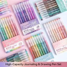 1 Box 9 Colors High Capacity Drawing Pens: Multi-Colors, Gel Ink, Suitable For Student Journals, Scrapbooking, Graffiti Coloring, Highlighter Marker Pens, Great For Office, Thanksgiving, Christmas, Back To School Season