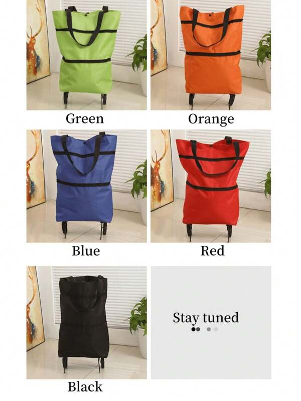 Bolsa de compras plegable de celebridad de Internet, carrito de compras pequeño con ruedas, carrito de compras plegable de gran capacidad y resistente al agua, con soporte incorporado y compartimentos múltiples, para comestibles, compras de alimentos, compras, etc.
