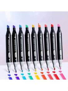 Conjunto de Canetas Marcadoras de Cabeça Dupla - 24/36/48/60/80/120 Cores - Ideal para Pintura Artística e Uso Escolar