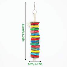 3pcs Colorful Wood Block & Paper Shredding Parrot Chewing Toys, Suitable For Parrots & Other Birds, Intelligent, Detachable Bird Cage Decor - Multicolor - View 2