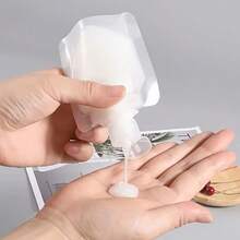10pcs Leakproof Refillable Squeeze Pouches For Lotion & Shampoo - Travel-Friendly Cosmetic Containers In 30/50/100ml Sizes - Clear - View 4