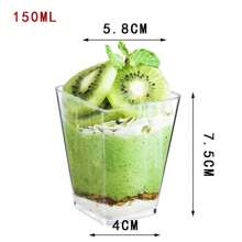 ¡Eid Mubarak! 5 piezas Taza de plástico transparente, taza cuadrada para mousses y postres con tapa y cuchara - Resistente, a prueba de fugas, perfecto para ensalada de frutas, helado, parfait de yogur, pudín, suministros para fiestas, accesorios de vajilla y picnics al aire libre