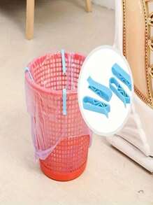 10/20/200pcs Blue Trash Can Trash Bag Fixing Clips, Non-Slip Paper Basket Garbage Bag Clips, Trash Can Side Clip, Bag Sealing Clips