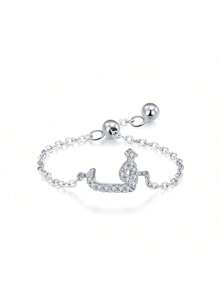 1 Stück 925 Sterling Silber eleganter & einfacher arabischer Buchstaben Ketten-Verstellbarer Ring als Geschenk für Frauen, Hochzeit, Geburtstag, Muttertag - Brief - Übersicht 26