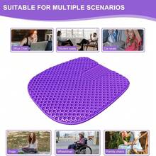 Large Gel Seat Cushion For Long Sitting (Super Large & Thick),Soft & Breathable,Gel Cushion For Wheelchair,Office Chair,Car,Chair Cushion For Hip Pain (Violet)