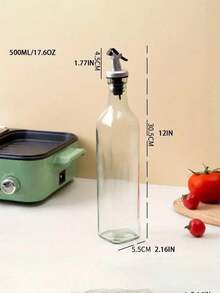 1pc Glass Oil Bottle, Olive Oil Bottle, Soy Sauce Bottle, Vinegar Container, Kitchen Seasoning Storage Bottle, Kitchen Cooking Measuring Dispenser, Suitable For Cooking, Baking, Salad, Barbecue, Kitchen Supplies, Kitchen Valentine's Day & New Year Small Tool - Clear - View 12