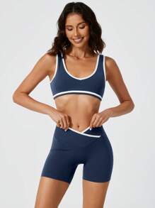 NcmRyu Women Seamless Padded Bra Cami & Shorts Sports Set, Shaping & Support, Suitable For Spring & Summer