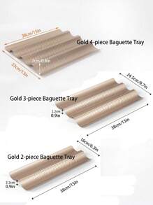 1pc Gold French Baguette Cake Mold, Perforated Bread Loaf Baking Tray, Non-Stick French Stick Bread Pan, Wavy Slot Toast Box, Baking Tool